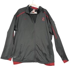 Stanford Jacket Mens 2XL Gray Basketball Full Zip Warm Up NikeFIT DRY‎ Nike
